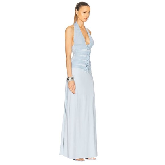 Maygel Coronel Villadiego Dress in Arctic One Size New Womens Flower Maxi Gown - Picture 4 of 17